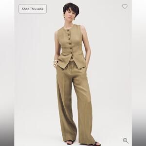 J.Crew Petite wide-leg Essential pant in linen Dusty Fatigue